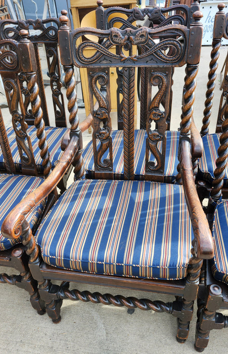 SET OF 8 OAK BARLEY TWIST DINING CHAIRS