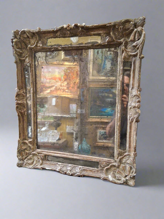 EARLY SHABBY BUT ORNATE MIRROR