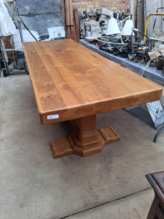 HEAVY RUSTIC OAK TRESTLE TABLE