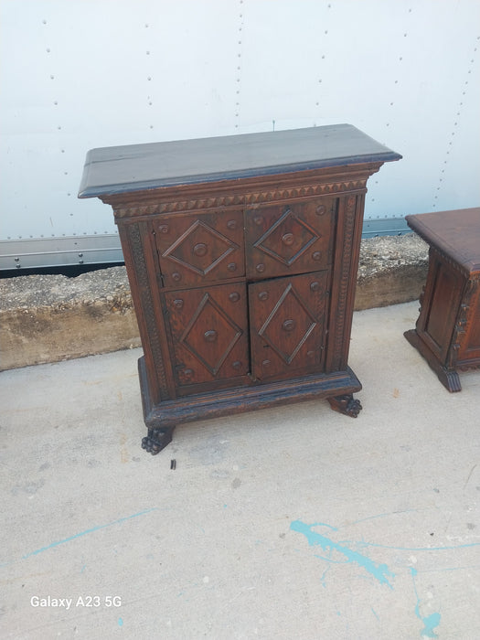 SMALL ITALIAN RENAISSANCE REVIVAL CARVED WALNUT 2 DOOR CABINET