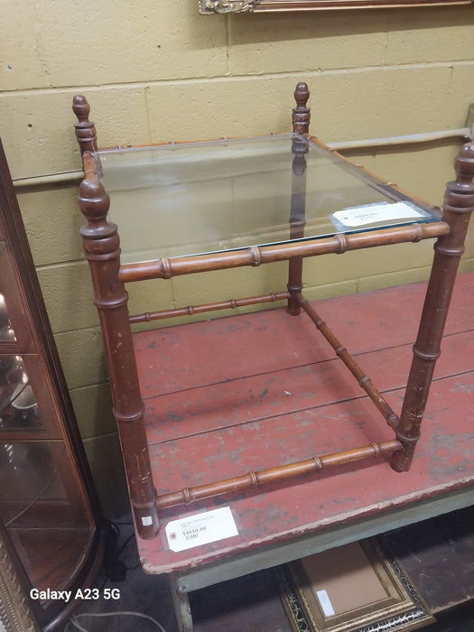 BAMBOO TABLE WITH GLASS TOP