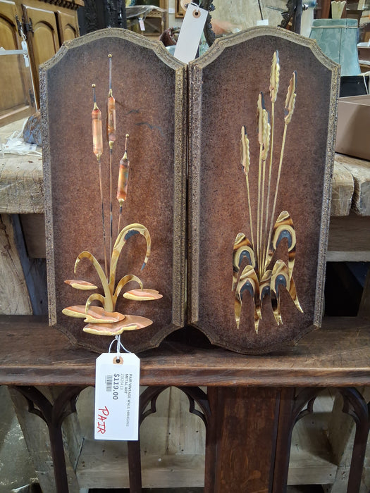 PAIR VINTAGE WALL HANGING METAL ART