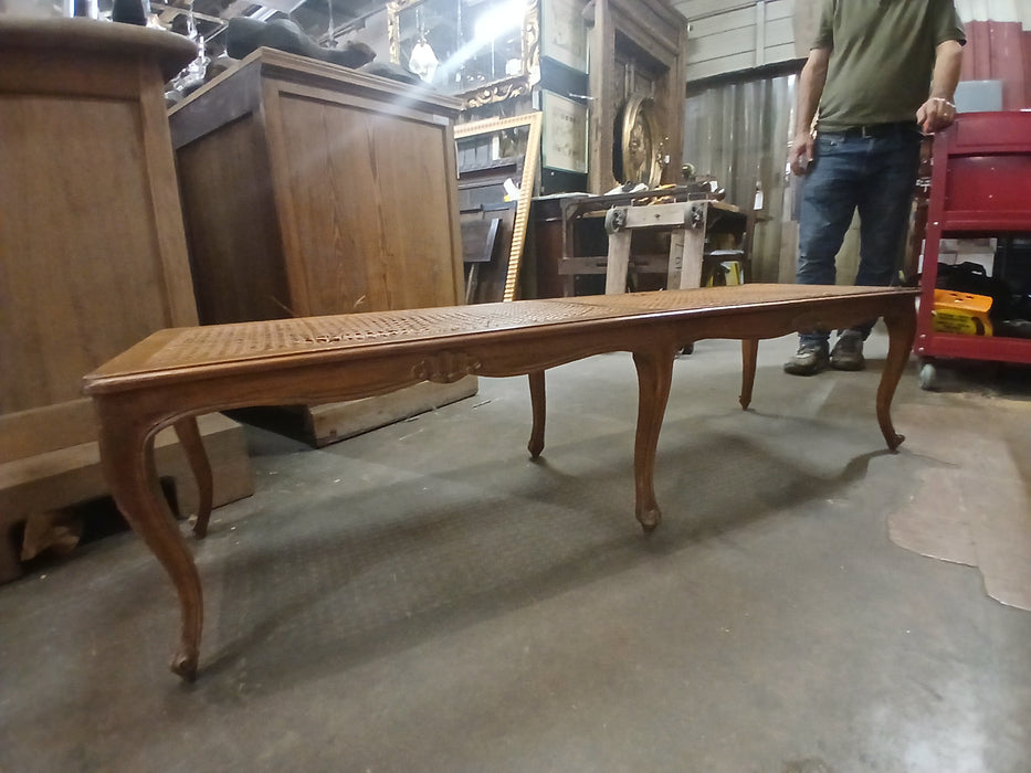 LONG HAND CARVED FRENCH BENCH WITH AS FOUND CANE