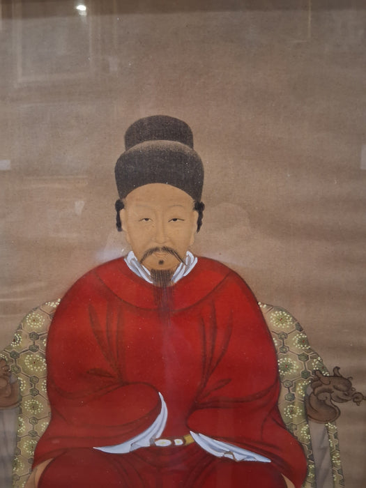 PAIR OF HAND PAINTED SILK ANCESTER PAINTINGS