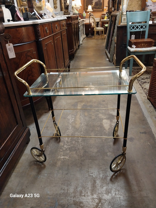 GLASS AND BRASS BAR CART