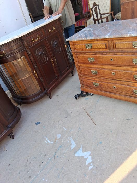 LAVANTA MARBLE TOP OAK 5 DRAWER CHEST