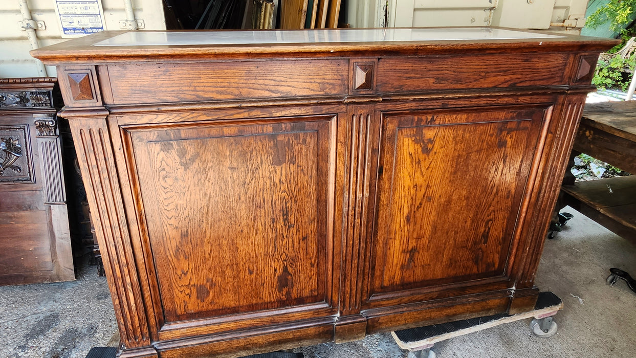 SMALL OAK COUNTER WITH MARBLE INSERT