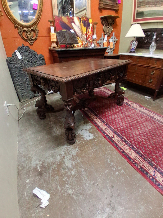 DRAGON CARVED LIBRARY TABLE