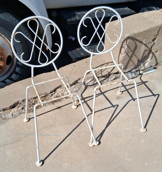 PAIR OF SIMPLE IRON CHAIRS NO SEATS