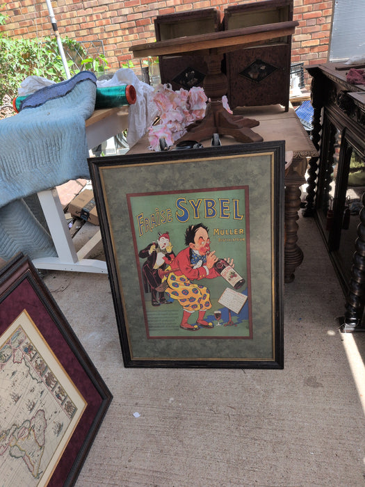 FRAMED WINE POSTER FRAISE SYBEL MULLER