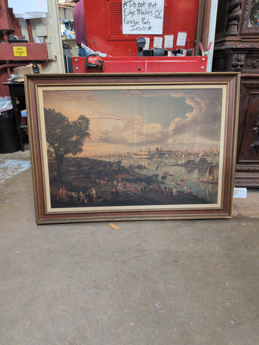 LARGE FRAME WITH LANDSCAPE PRINT - AS FOUND
