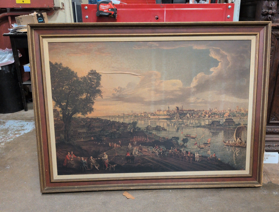 LARGE FRAME WITH LANDSCAPE PRINT - AS FOUND