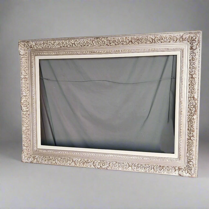 ORNATE TAUPE WHITEWASHED FRAME