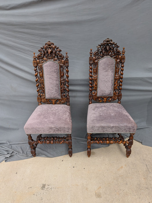 PAIR OF FRENCH OAK BARLEY TWIST CHAIRS