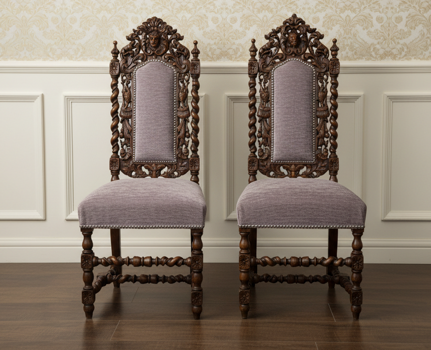 PAIR OF FRENCH OAK BARLEY TWIST CHAIRS