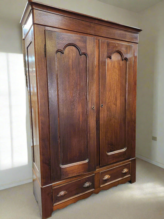 AMERICAN 2 DOOR WALNUT WARDROBE
