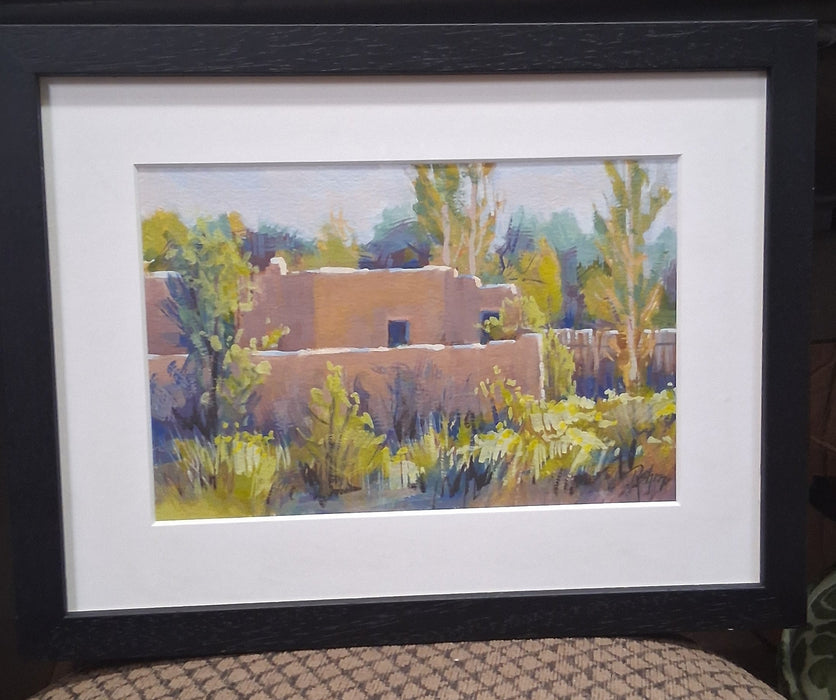 FRAMED OIL PAINTING OF AN ADOBE HOUSE SIGNED BOB ROHM