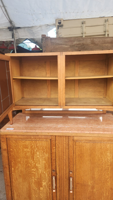 MARBLE TOP MIDCENTURY MIRRORED SERVER