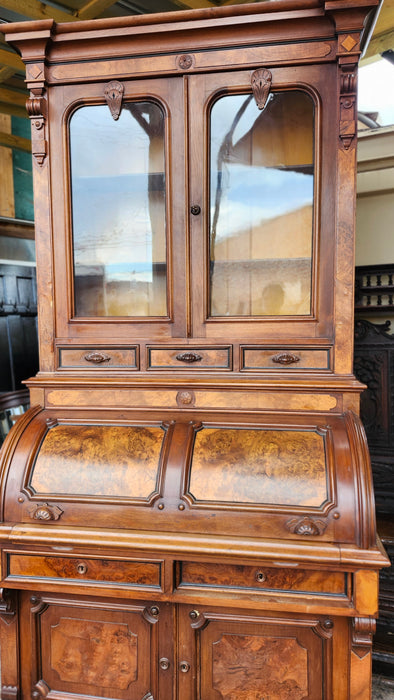 VICTORIAN 1870'S WALNUT CYLINDER ROLL DESK