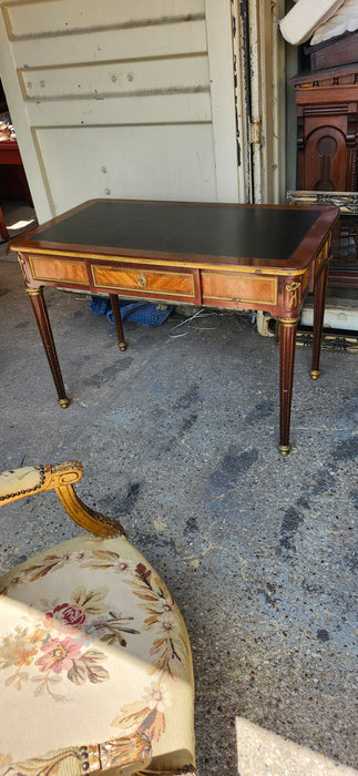 LOUIS XVI BLACK LEATHER TOP DESK WITH ORMOLU