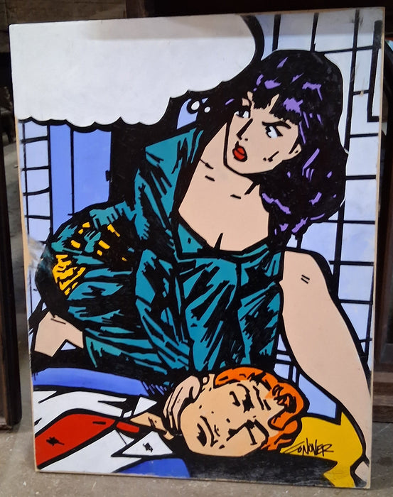 GRAPHIC ART PANEL OF MAN AND WOMAN SIGNED CONNER