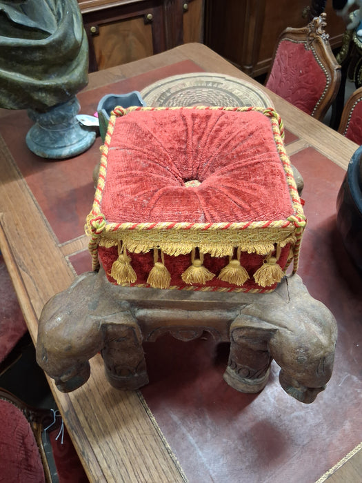CARVED ELEPHANT OTTOMAN