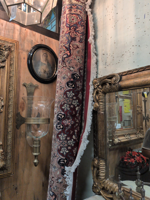HUGE RED, YELLOW AND BLUE HANDMADE PERSIAN RUG WITH WHITE FRINGE