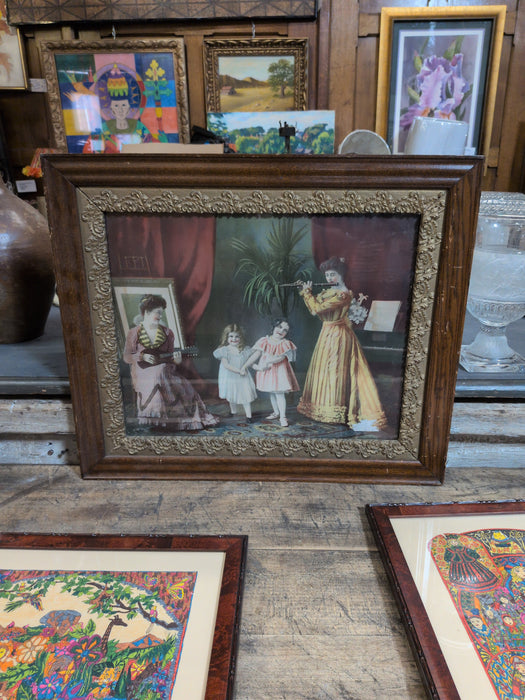 GOLD WOODEN GESSO FRAME WITH MUSICIAN PRINT