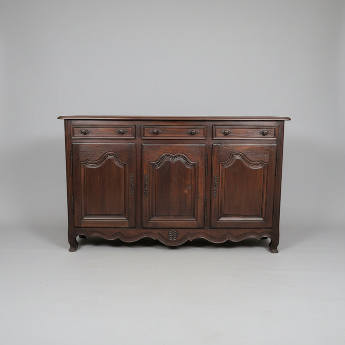 LARGE EARLY FRENCH RUSTIC DARK OAK SIDEBOARD