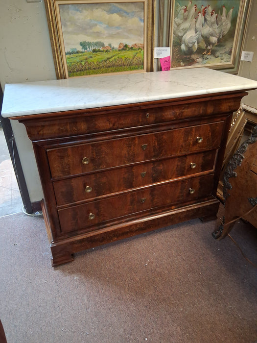 WHITE MARBLE TOP LOUIS PHILIPPE CHEST