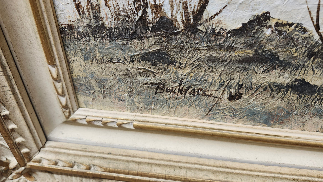 GILT FRAMED OIL PAINTING OF A MISSION