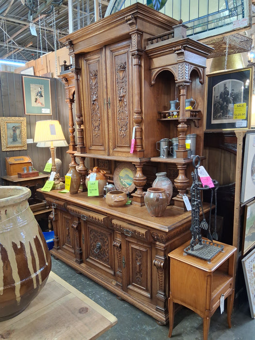 TALL AUSTRIAN OAK BUFFET WITH CARVED GREEN MAN DOORS