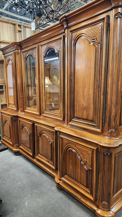 HUGE WALNUT CHINA CABINET WITH BEVELED GLASS