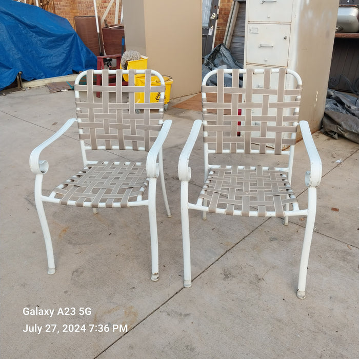 PAIR OF TUBULAR IRON LAWN CHAIRS