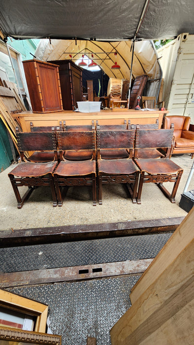 PAIR OF SPANISH LEATHER ARM CHAIRS