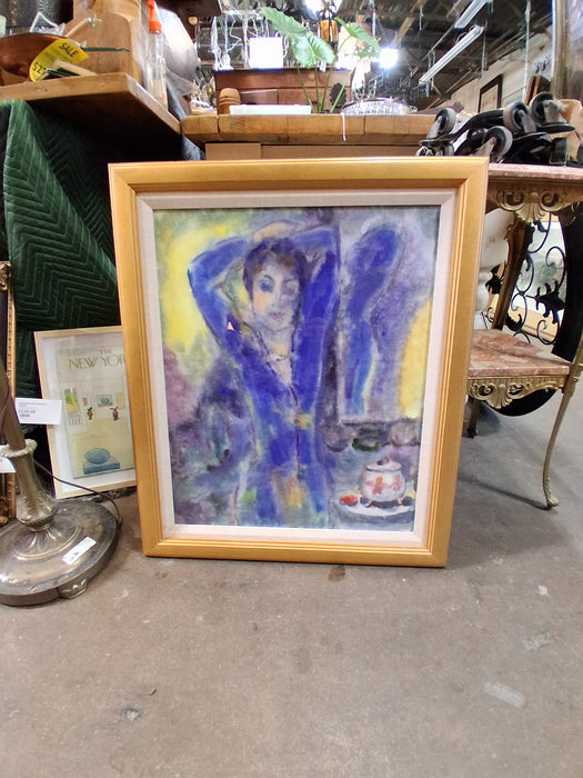 ARTIST SIGNED PASTEL PORTRAIT CIRCA 1995 "REFLECTIONS IN BLUE"
