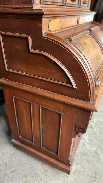 VICTORIAN 1870'S WALNUT CYLINDER ROLL DESK