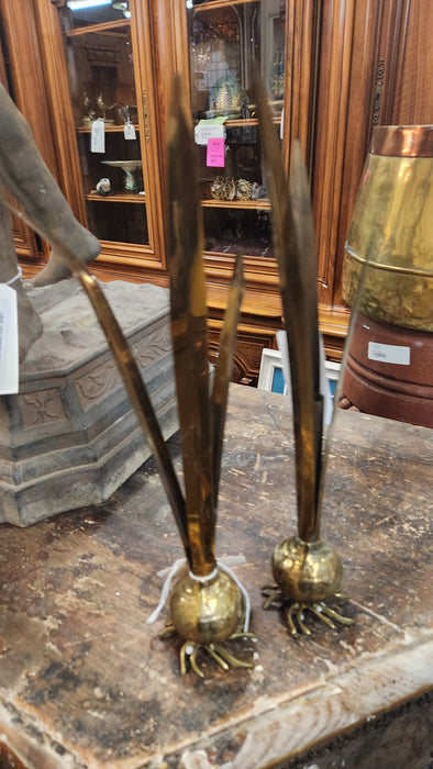 PAIR OF TINY BRASS ONION VASE EPERGNES