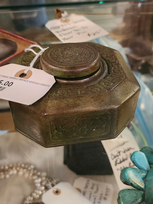 TIFFANY ZODIAC INKWELL-BRONZE VERTIGO CANCER