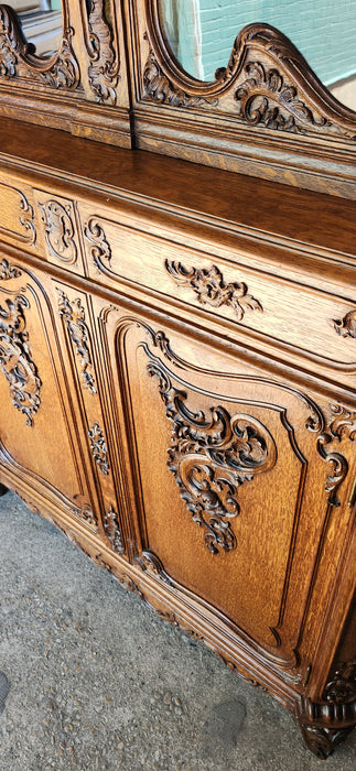 FRENCH OAK LIEGE STYLE CHINA CABINET