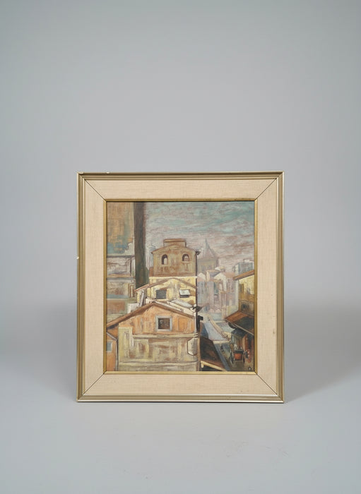 SMALL FRAMED OIL PAINTING OF FLORENCE, POINT VECHIO CHURCH -SIGNED MARIA LUISA UGOLINI-BONTA