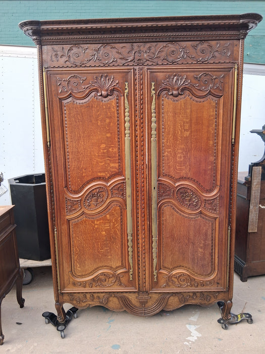 AS FOUND COUNTRY FRENCH 19TH CENTURY CARVED ANTIQUE WEDDING ARMOIRE
