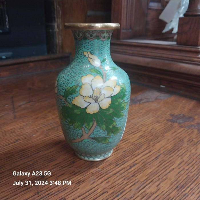 SMALL GREEN ENAMELWARE VASE