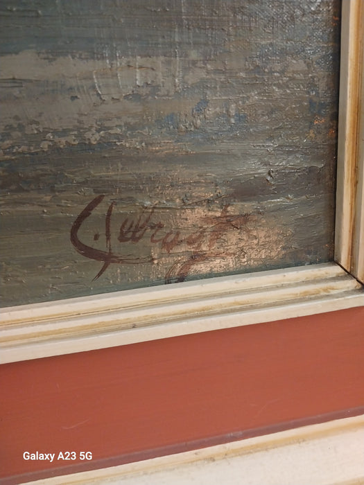 LARGE FRAMED SAILBOAT OIL PAINTING