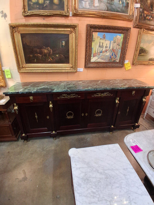 EMPIRE MAHOGANY GREEN MARBLE TOP SIDEBPARD WITH ORMOULU