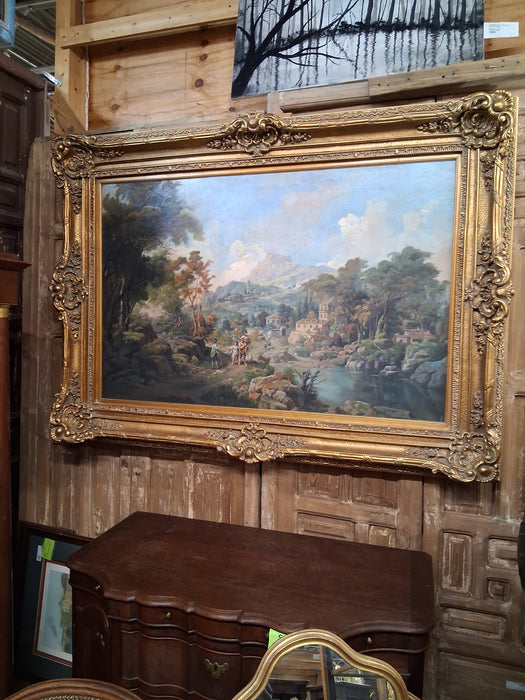 HUGE ITALIAN RELINED LANDSCAPE IN LATER FRAME