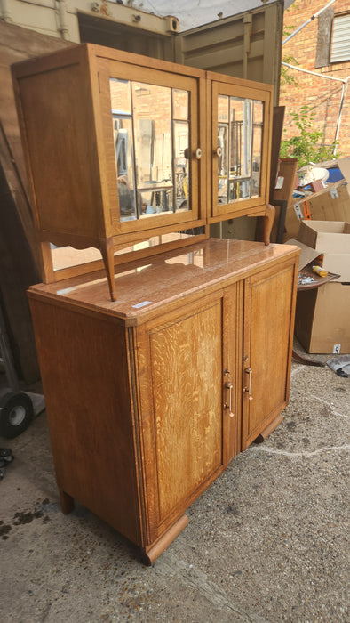 MARBLE TOP MIDCENTURY MIRRORED SERVER