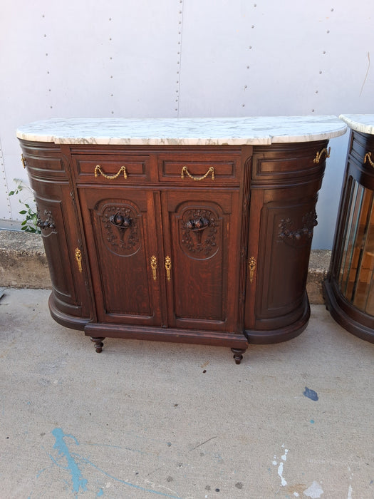 LOUIS XVI WHITE MARBLE TOP CURVED SERVER