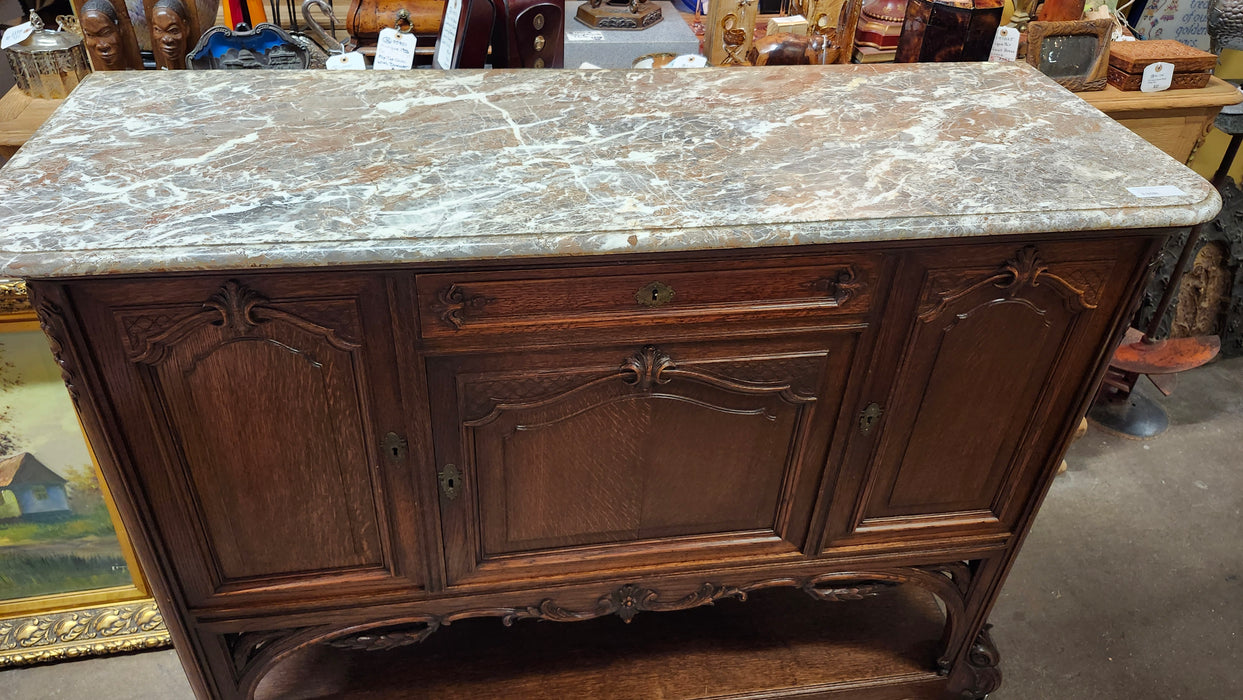 LOUIS XV MARBLE TOP SHALLOW OAK  SERVER