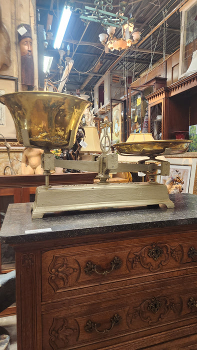 LARGE GRAY IRON AND BRASS SCALE